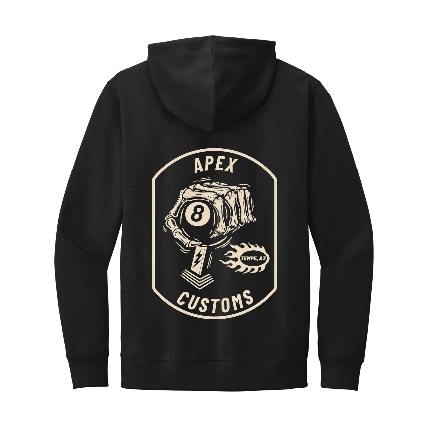 Apex Customs apparel graphic printed on a hoodie