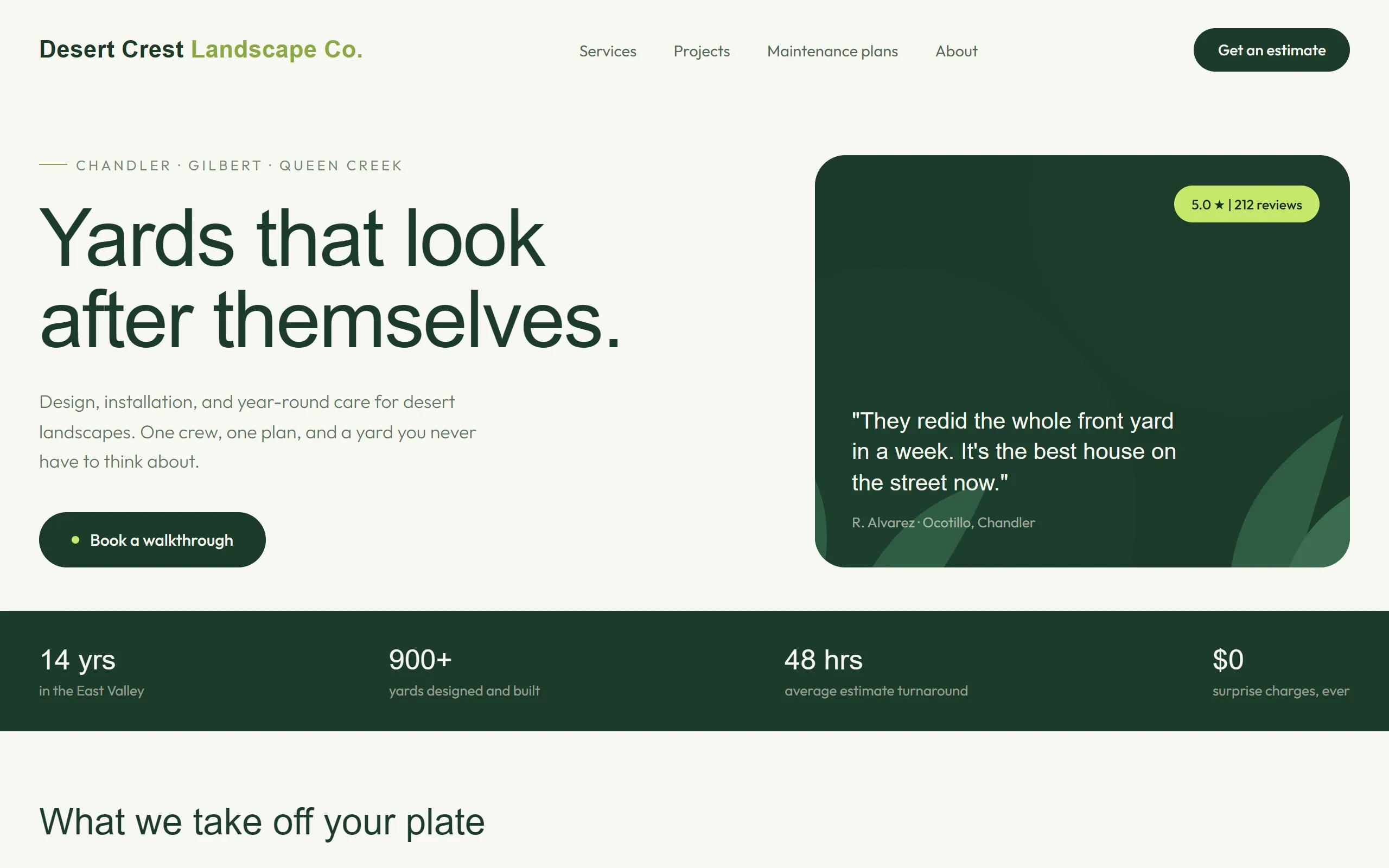 Desert Crest Landscape Co., a custom landscaping company website designed and built by Beyond Your Branding