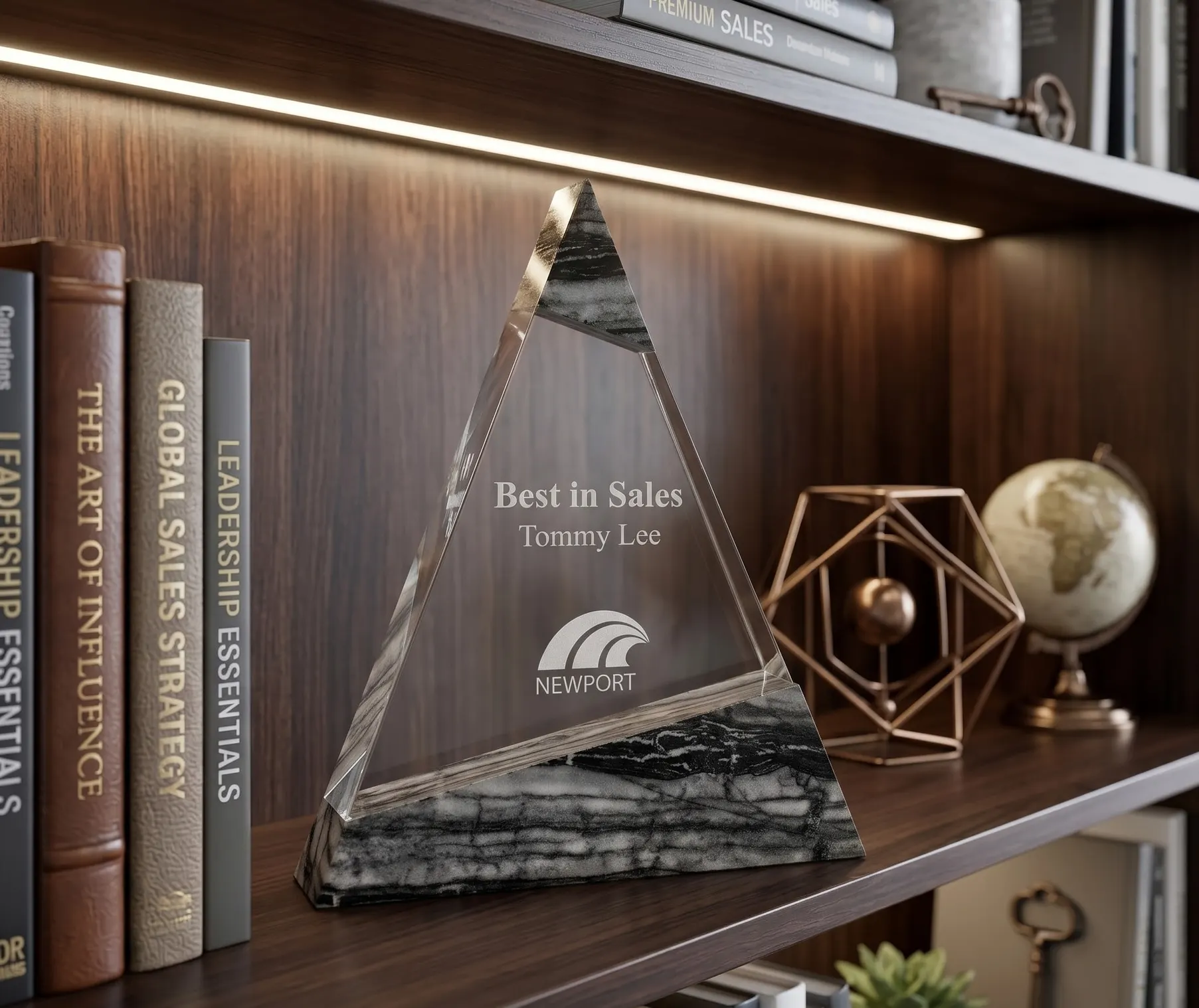 Vega Triangle Crystal with Marble Trim
