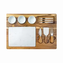 Milton 11⁠-⁠Piece Acacia Wood Cheese Set detail