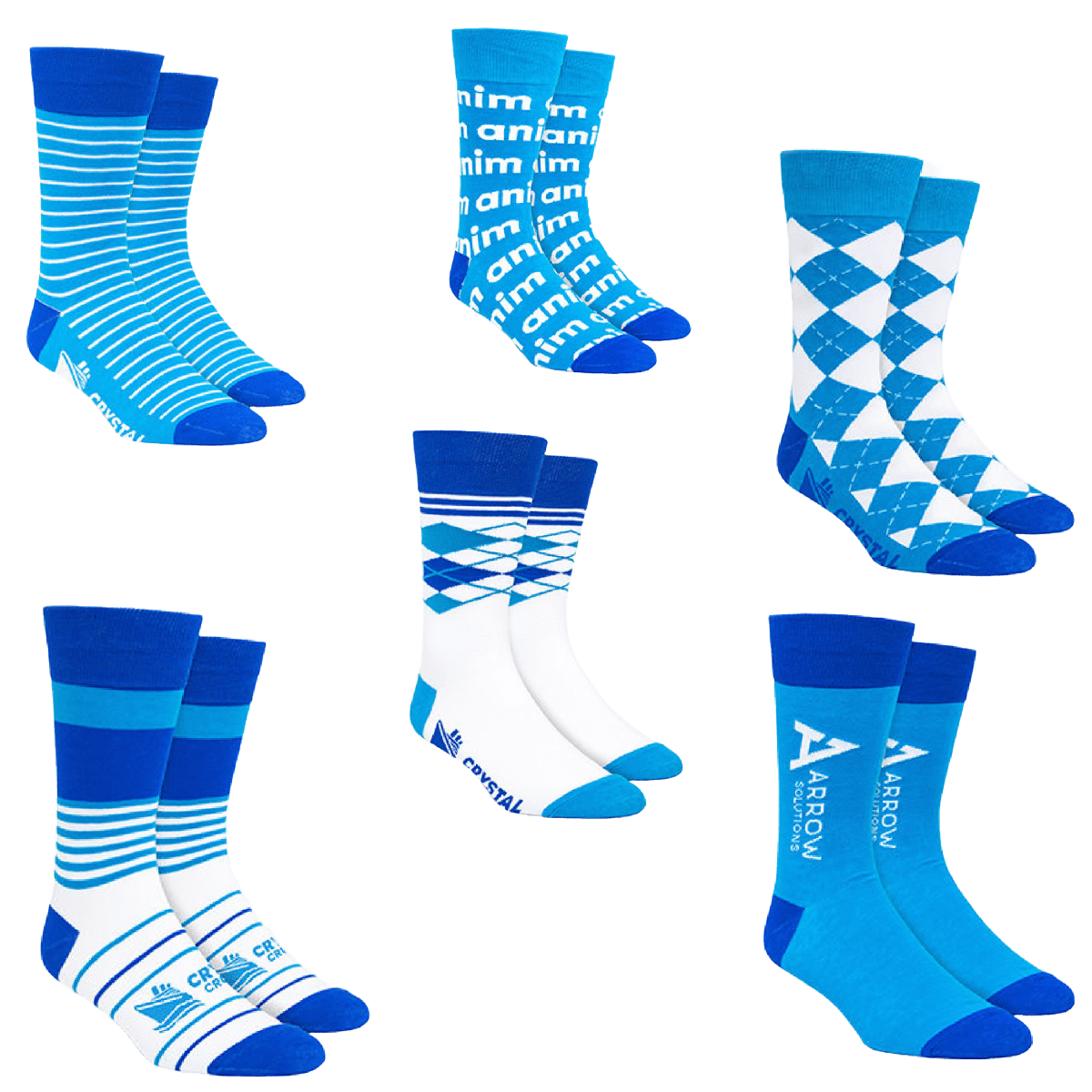 golf tournament socks with logo patterns blue